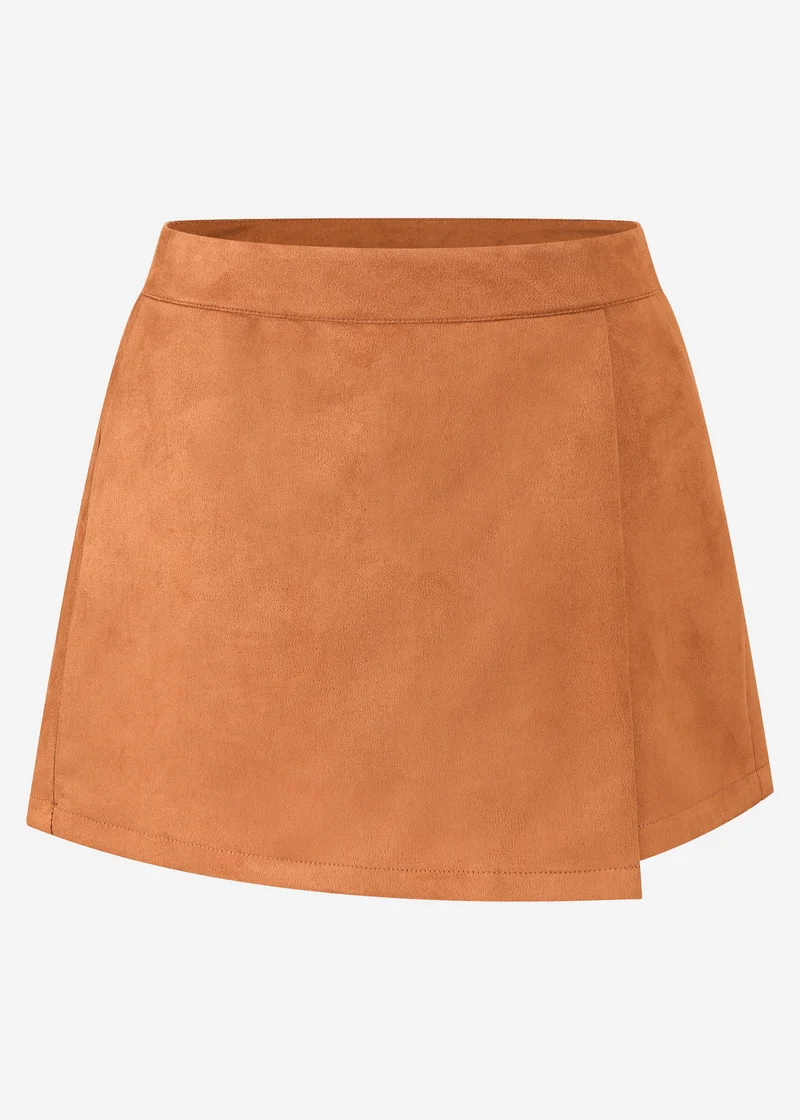 Hosenrock in Wildleder-Optik - cognac