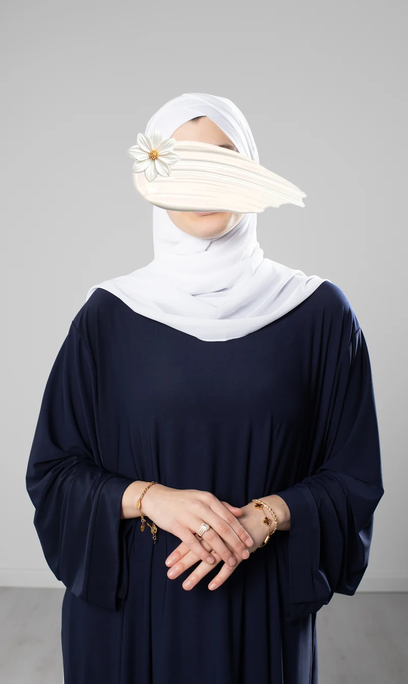Chiffonschal mit Sofort-Schal-Design – Weiß