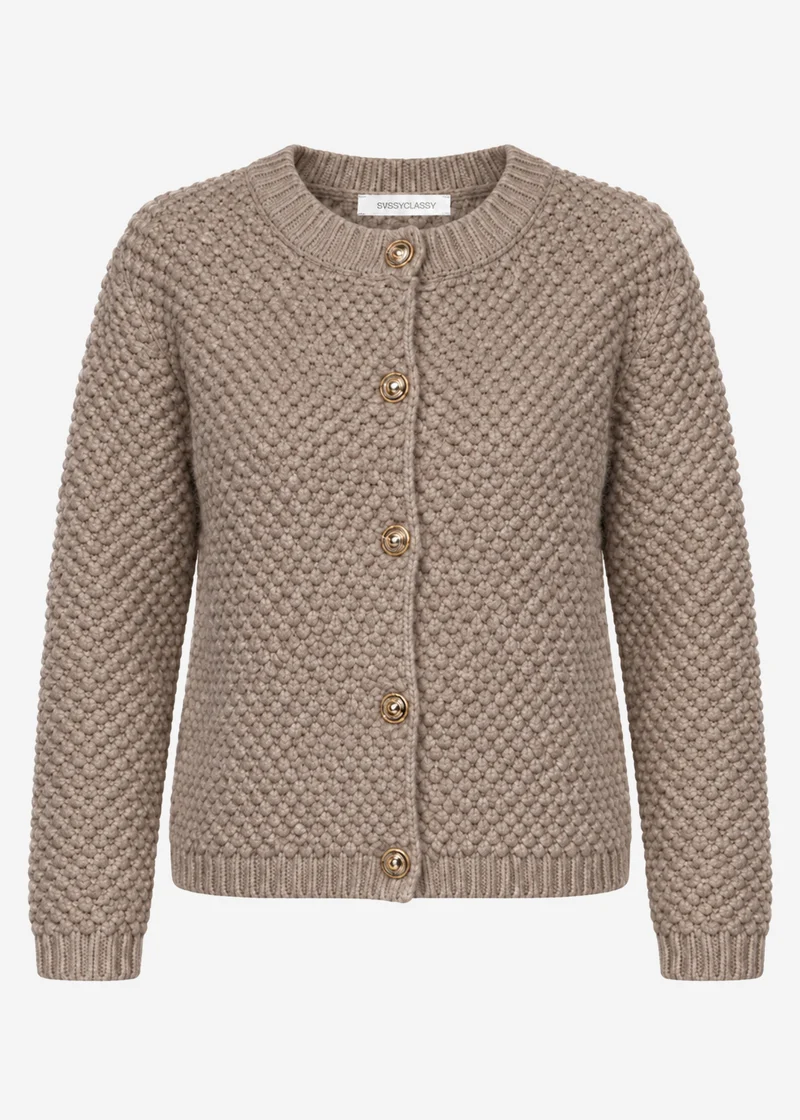 Bouclé Strickjacke - taupe