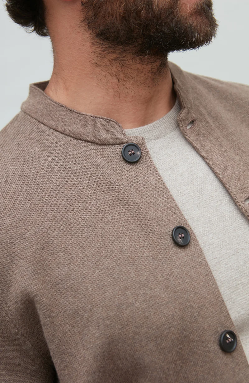Mens Midweight Cotton Knitted Nehru Jacket