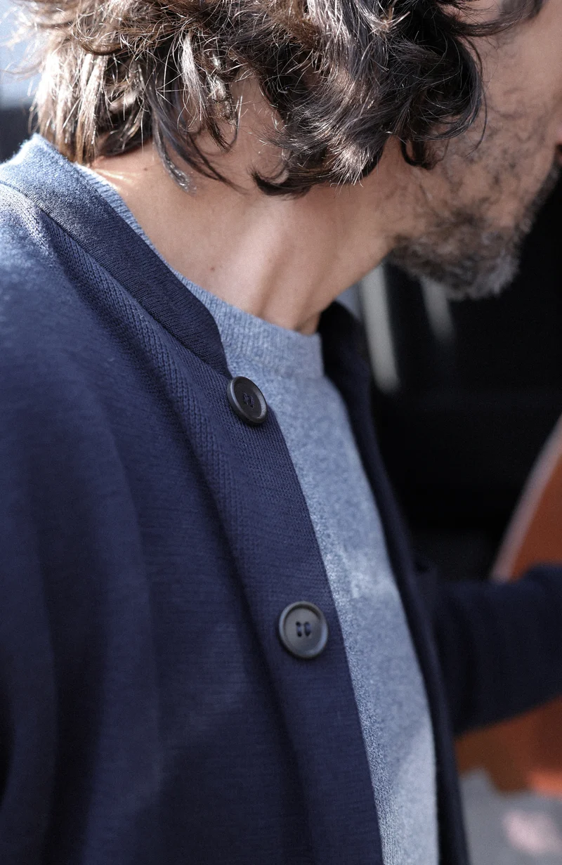 Mens Midweight Cotton Knitted Nehru Jacket