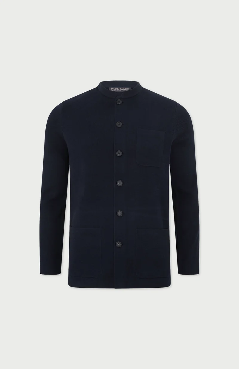 Mens Midweight Cotton Knitted Nehru Jacket