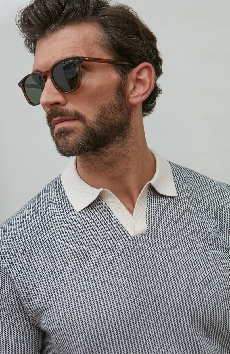 Leichtes Fishermans-Poloshirt ohne Knöpfe aus 100 % Baumwolle für Herren