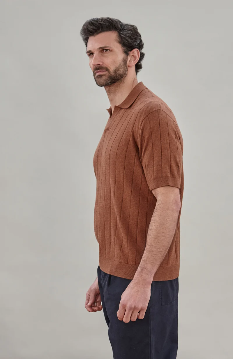 Mens Ultra Fine Cotton Selection Knit Buttonless Polo Shirt