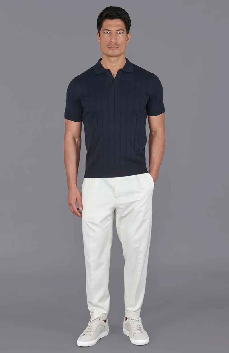 Mens Ultra Fine Cotton Selection Knit Buttonless Polo Shirt