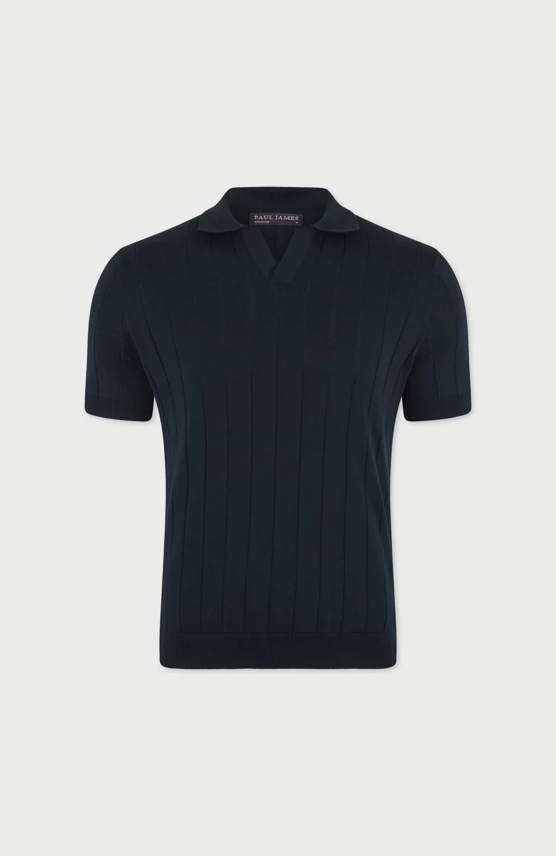 Mens Ultra Fine Cotton Selection Knit Buttonless Polo Shirt