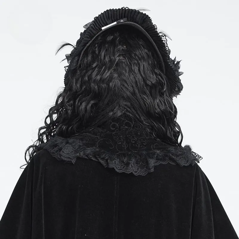Gothic-Halskette für Damen aus Samt mit Kreuz und Spitzenbesatz