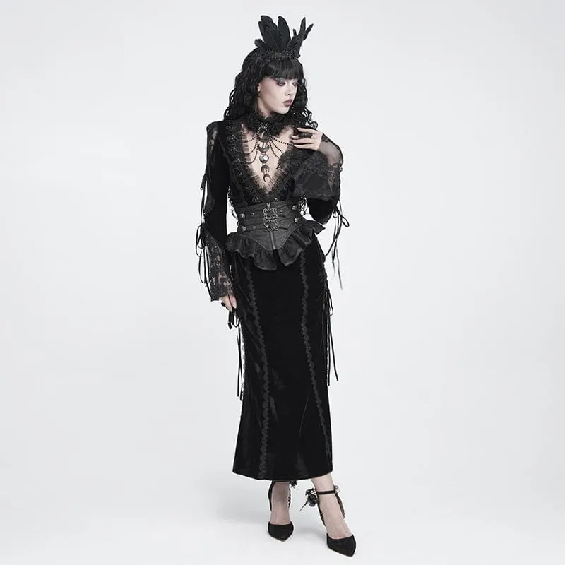 Gothic-Gürtel für Damen mit Rüschen, Schnallen und Schnürung