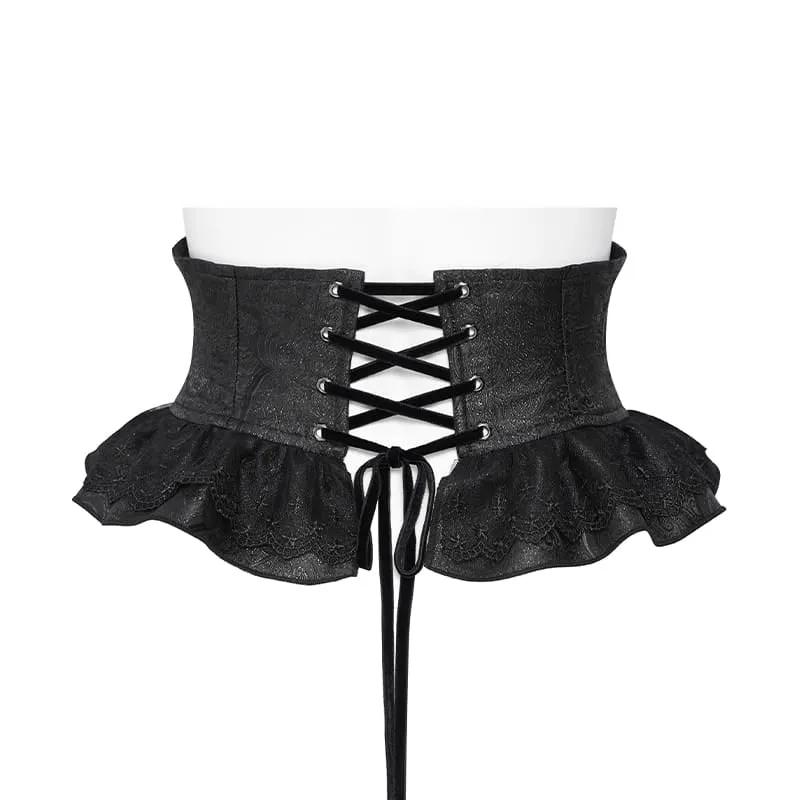 Gothic-Gürtel für Damen mit Rüschen, Schnallen und Schnürung