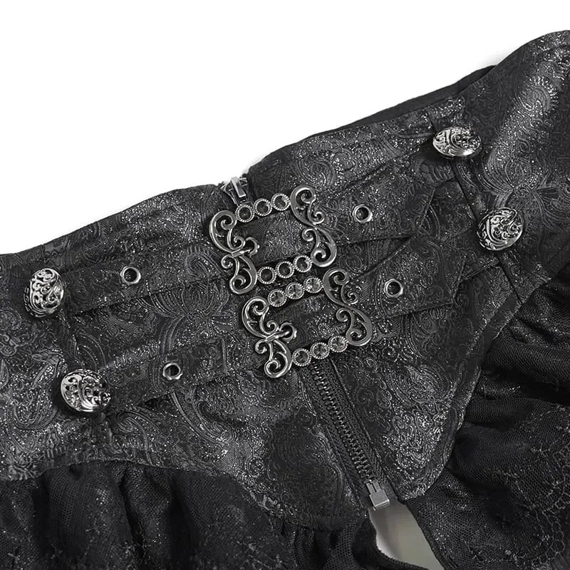 Gothic-Gürtel für Damen mit Rüschen, Schnallen und Schnürung