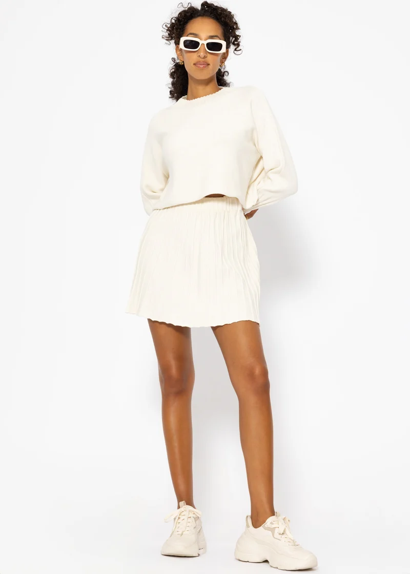 Plissierter Strick-Rock - offwhite