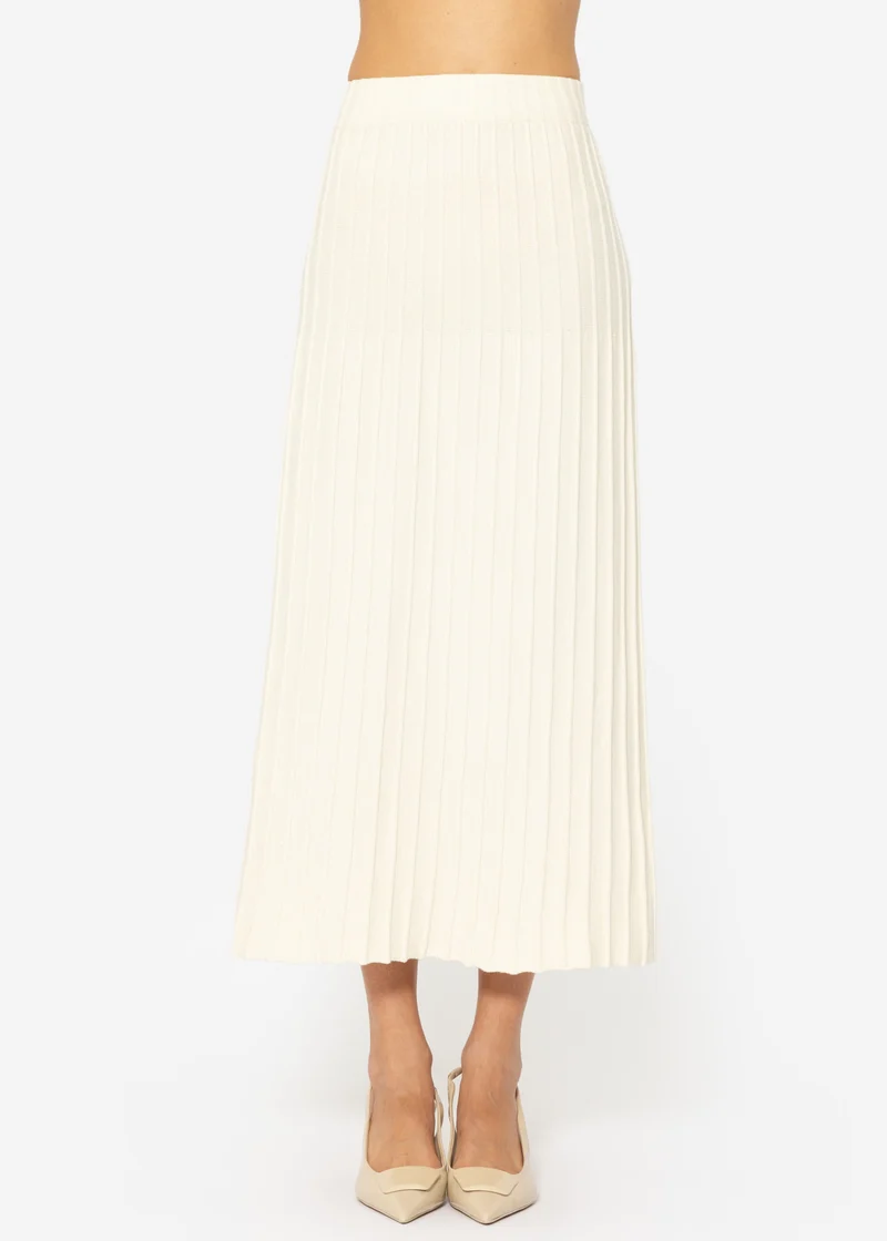 Plissierter Maxi Strick-Rock - offwhite