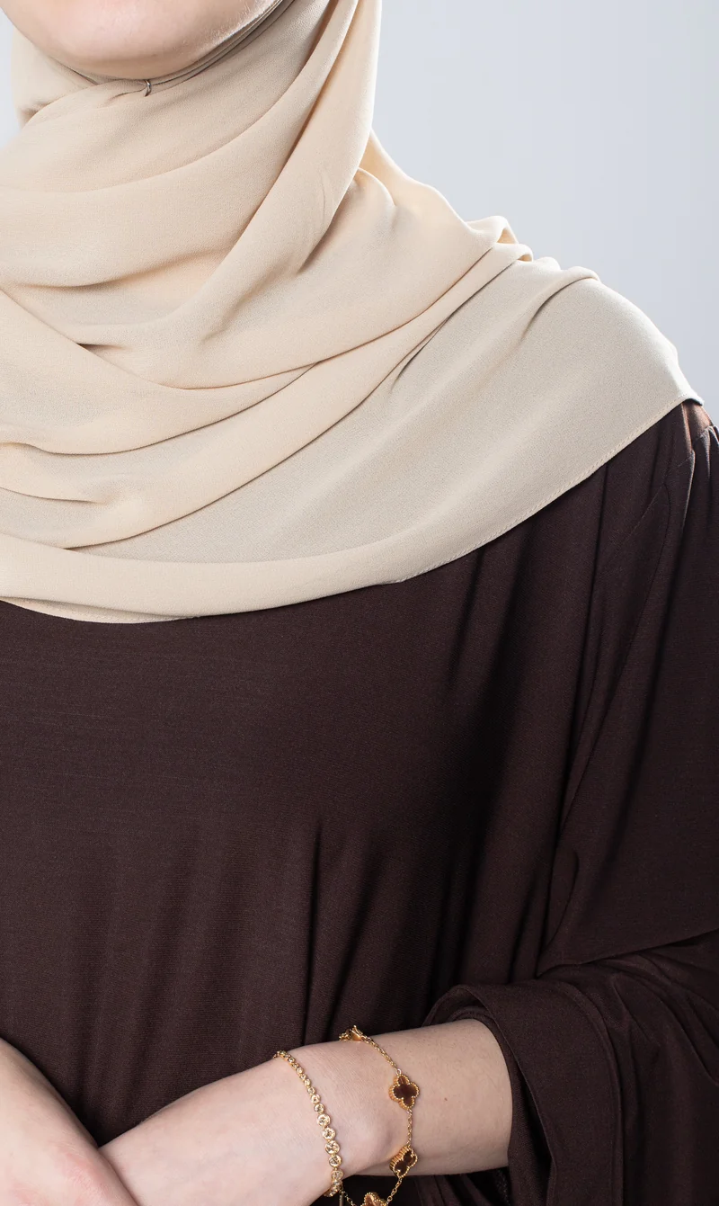 Chiffonschal mit Sofort-Schal-Design – Beige