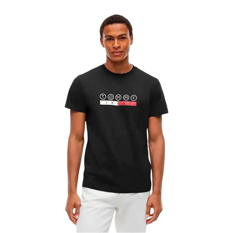 Tommy Hilfiger Schwarzes Herren-T-Shirt aus Baumwolle