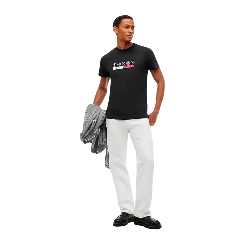 Tommy Hilfiger Schwarzes Herren-T-Shirt aus Baumwolle