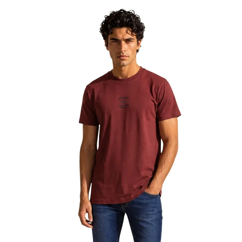 Armani Exchange Rotes Baumwoll-T-Shirt für Herren