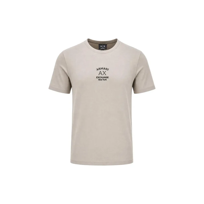Armani Exchange Beiges Herren-T-Shirt aus Baumwolle mit Rundhalsausschnitt