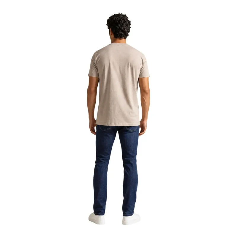 Armani Exchange Beiges Herren-T-Shirt aus Baumwolle mit Rundhalsausschnitt