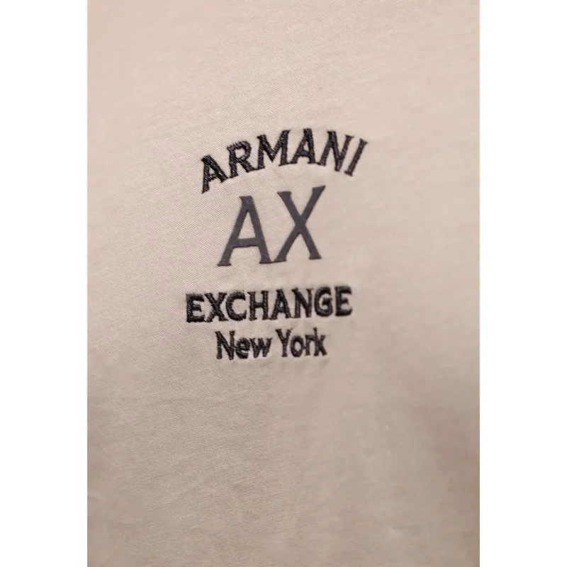 Armani Exchange Beiges Herren-T-Shirt aus Baumwolle mit Rundhalsausschnitt