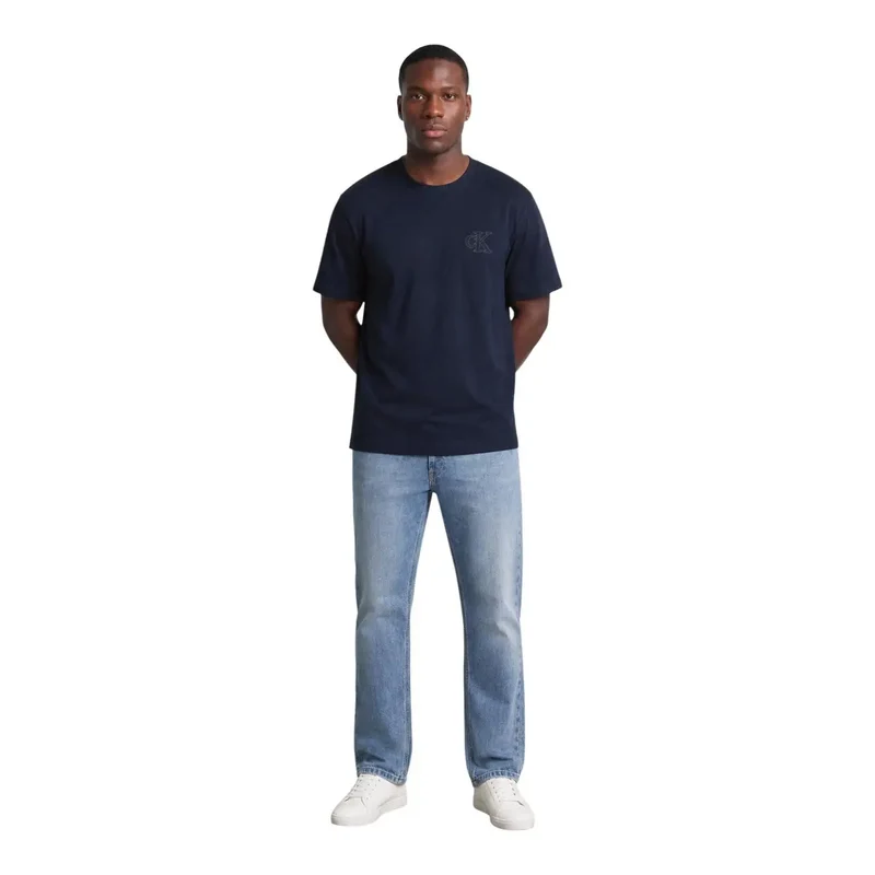 Calvin Klein Herren T-Shirt aus blauer Baumwolle mit Rundhalsausschnitt