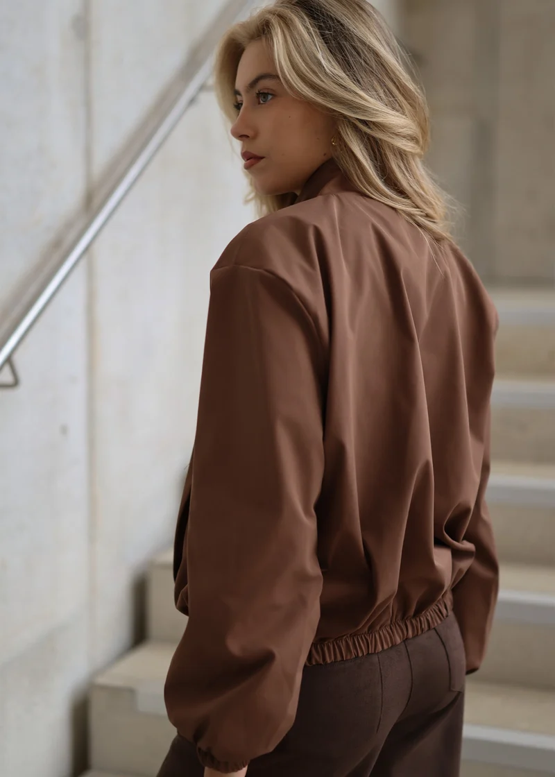 Blousonjacke mit elastischem Bund - braun