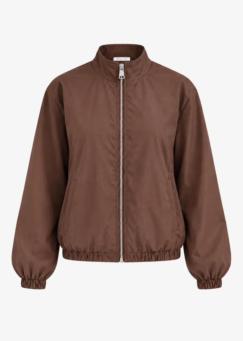 Blousonjacke mit elastischem Bund - braun
