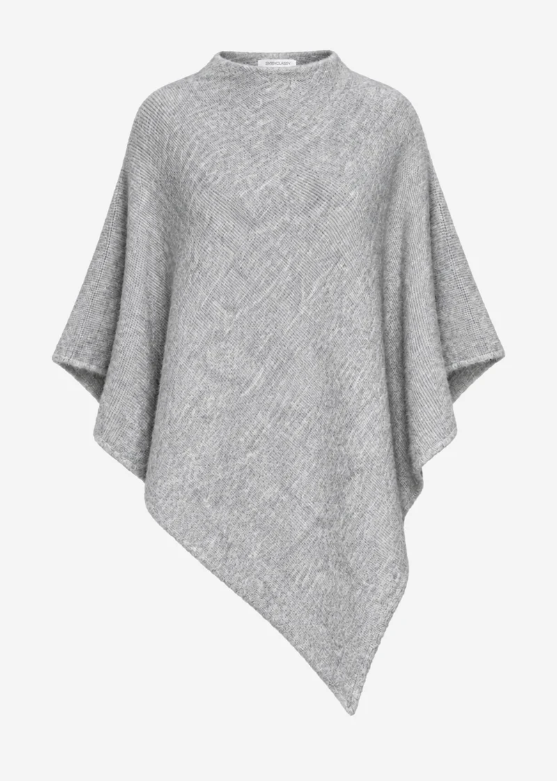 Poncho mit Wollanteil - grau