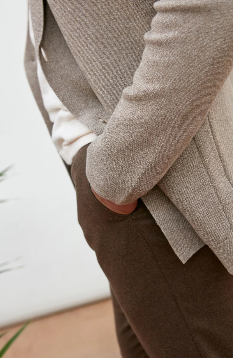 Mens Lightweight Cotton Double Breasted Knitted Blazer