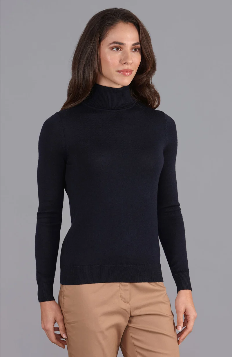 Rollkragenpullover aus reiner extrafeiner Merinowolle für Damen