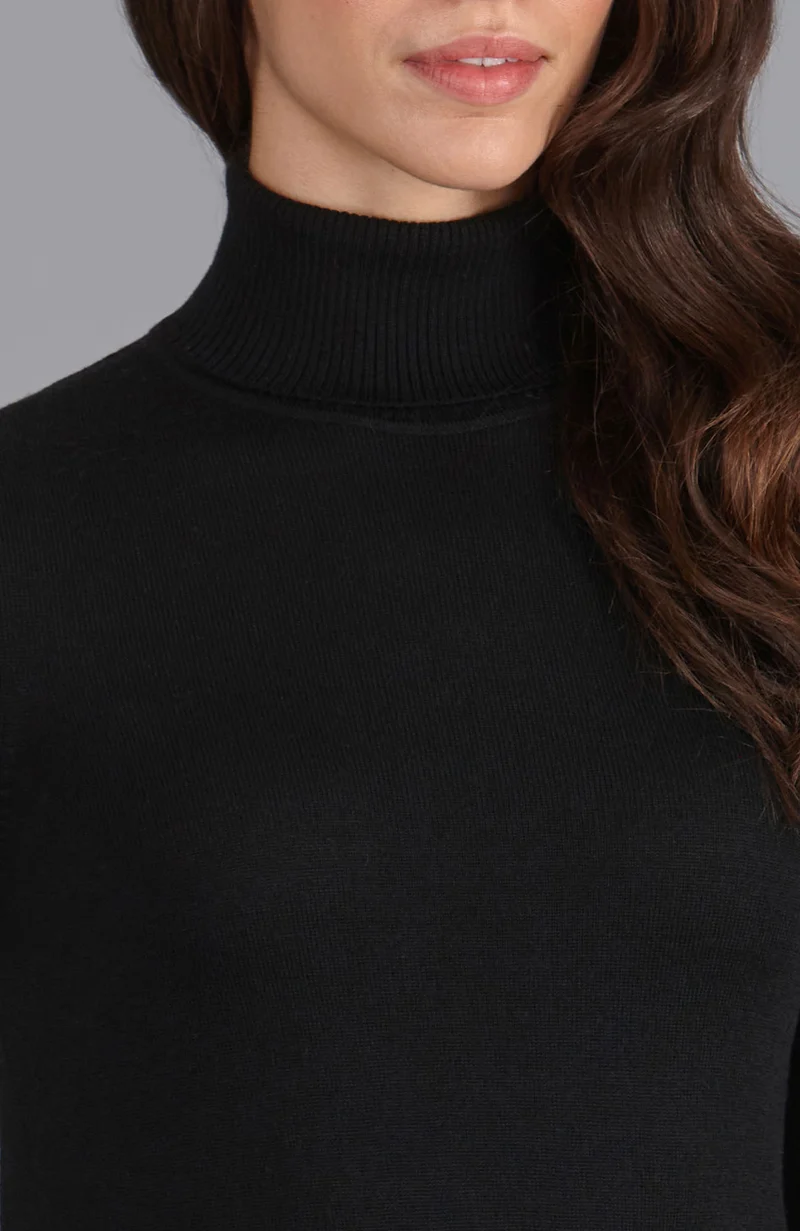 Rollkragenpullover aus reiner extrafeiner Merinowolle für Damen
