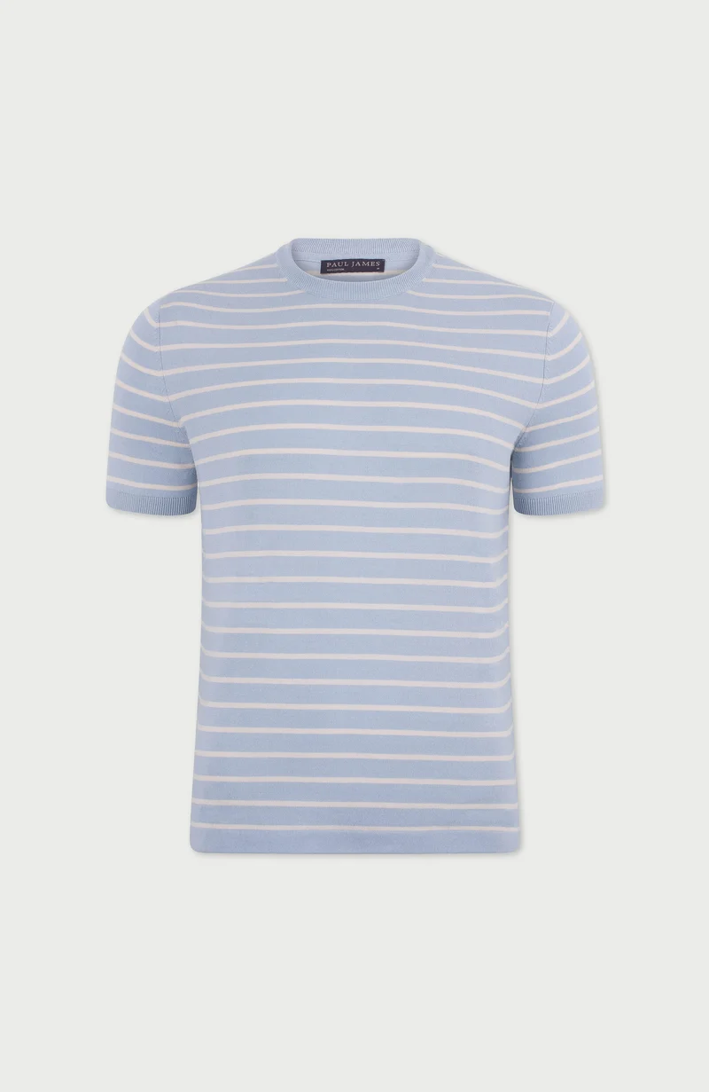 Herren-T-Shirt aus 100 % ultrafeiner Baumwolle mit Nadelstreifenstrick