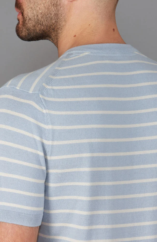 Herren-T-Shirt aus 100 % ultrafeiner Baumwolle mit Nadelstreifenstrick