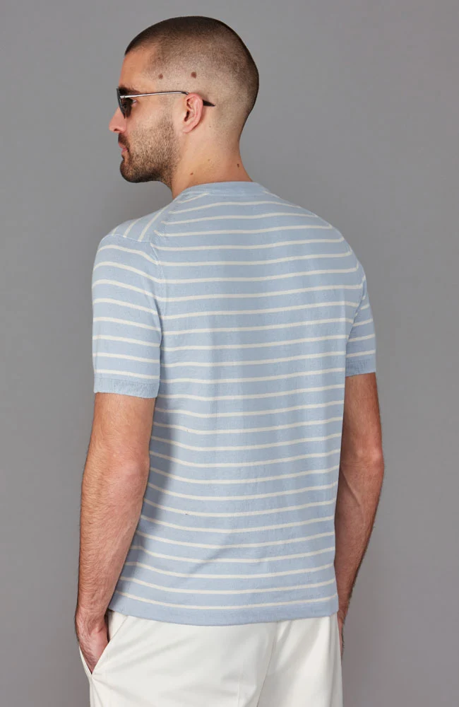 Herren-T-Shirt aus 100 % ultrafeiner Baumwolle mit Nadelstreifenstrick