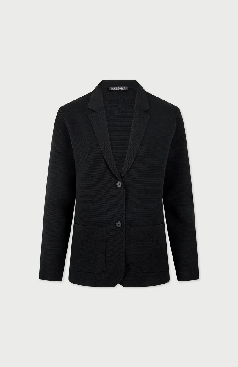 Womens Midweight Cotton Relaxed Fit Knitted Blazer