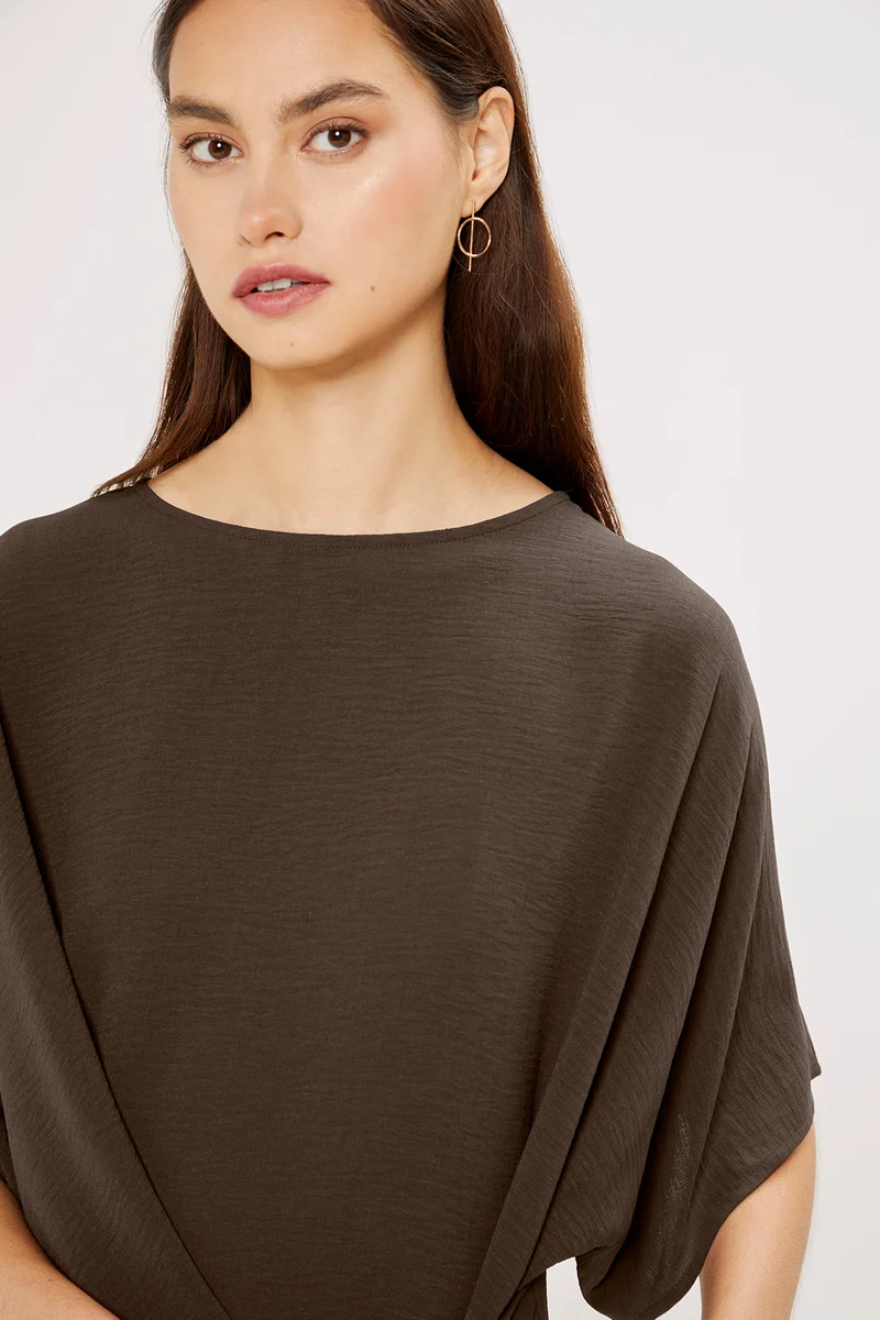 Blair Front Tie Top | Chocolate Brown