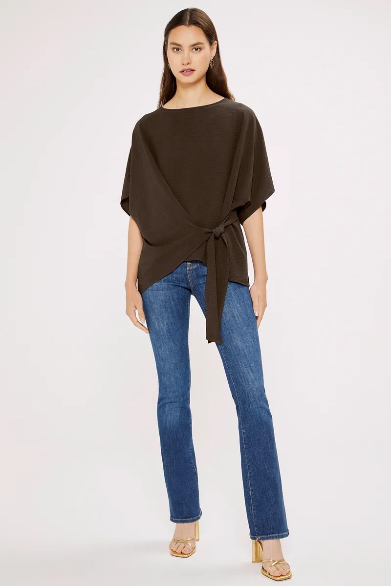 Blair Front Tie Top | Chocolate Brown