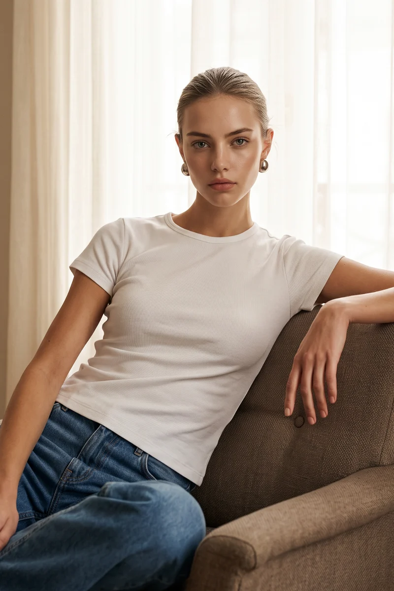 Crew-Neck Short Sleeve Tee | White
