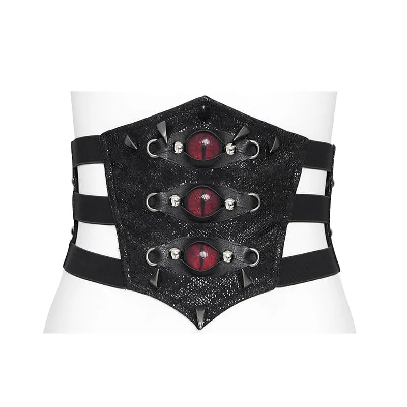 Gothic-Gürtel mit Stacheln und bösen Augen für Damen