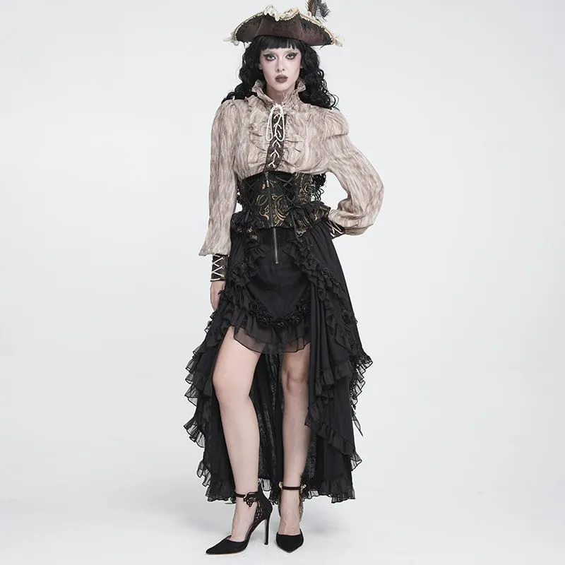 Gothic-Jacquard-Mieder mit Schnürung und Reißverschluss für Damen