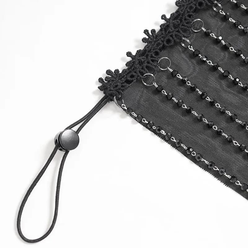 Gothic-Maske für Damen mit Perlenquasten