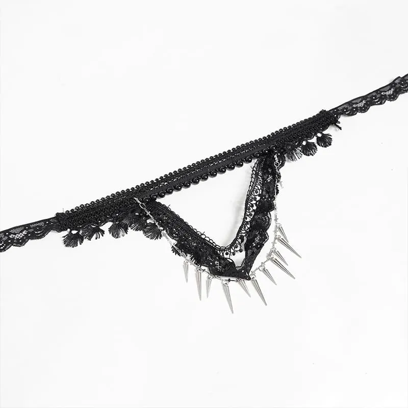 Gothic-Choker für Damen mit Perlen und Nieten, mehrlagig