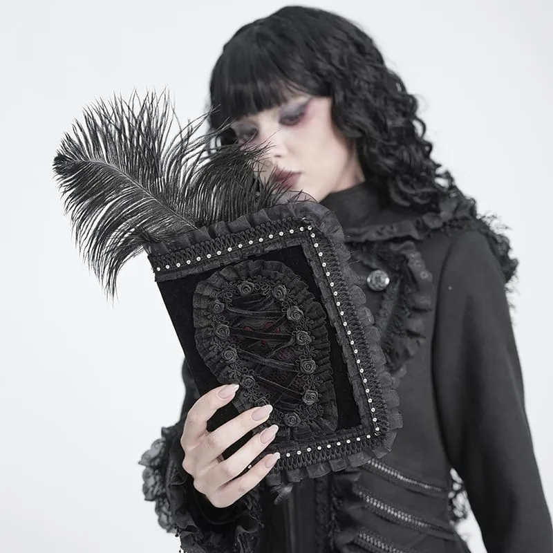 Notizbuchhülle im Gothic-Stil für Damen mit Rosen-Spitzenbesatz