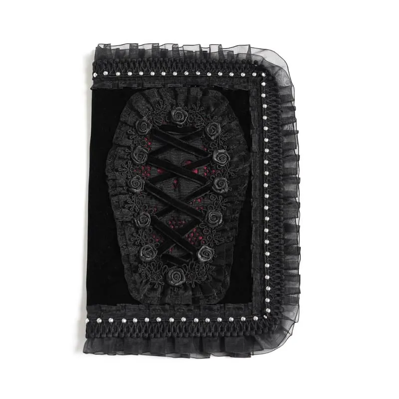 Notizbuchhülle im Gothic-Stil für Damen mit Rosen-Spitzenbesatz