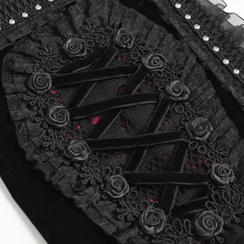 Notizbuchhülle im Gothic-Stil für Damen mit Rosen-Spitzenbesatz