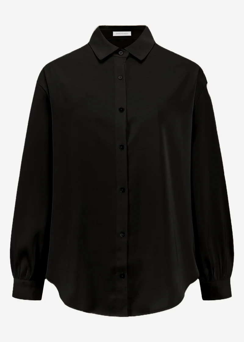 Oversize Satin Bluse - schwarz