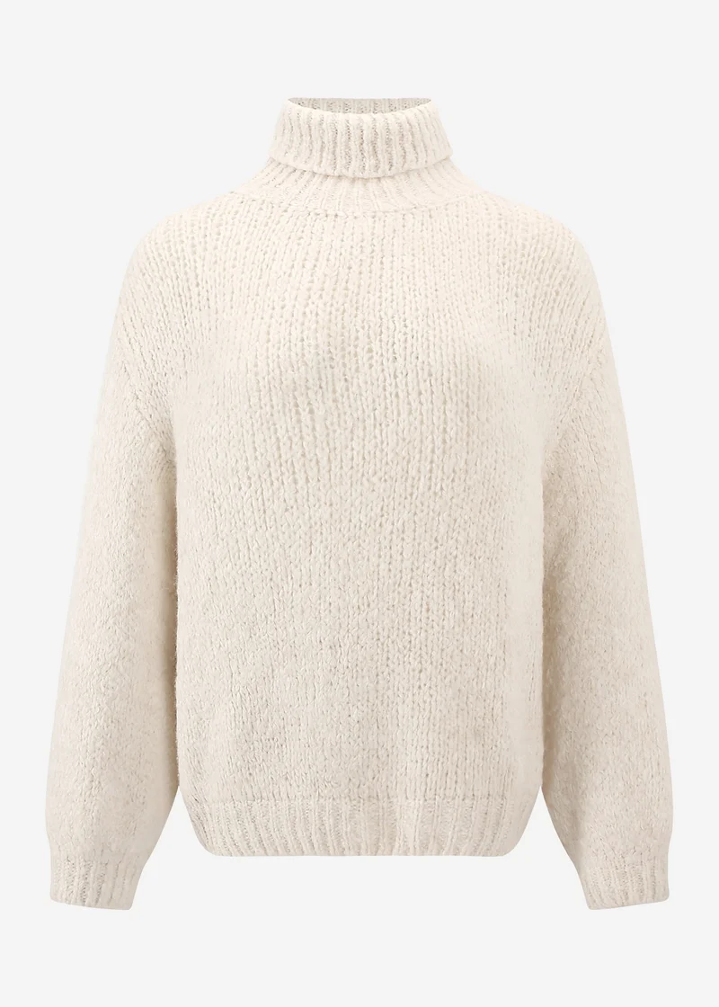 Oversize Rollkragenpullover - hellbeige