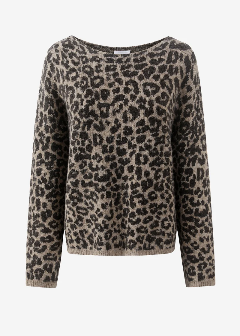 Pullover mit Leo-Muster - beige