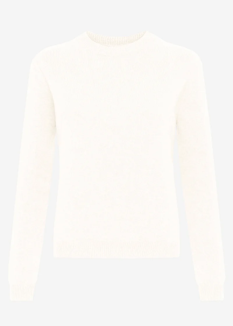 Strickpullover mit Zopfmuster-Detail - offwhite