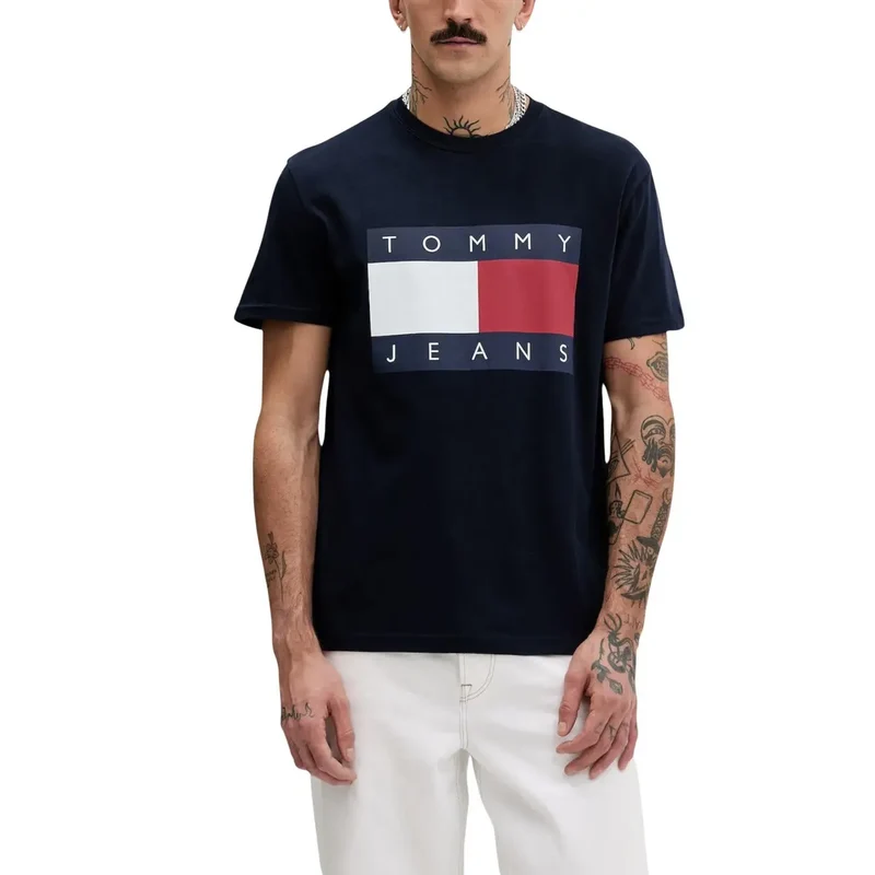 Tommy Hilfiger Herren T-Shirt aus blauer Bio-Baumwolle
