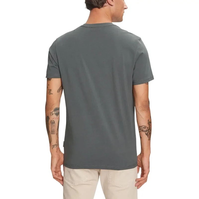 Napapijri Herren grünes Baumwoll-T-Shirt mit Rundhalsausschnitt